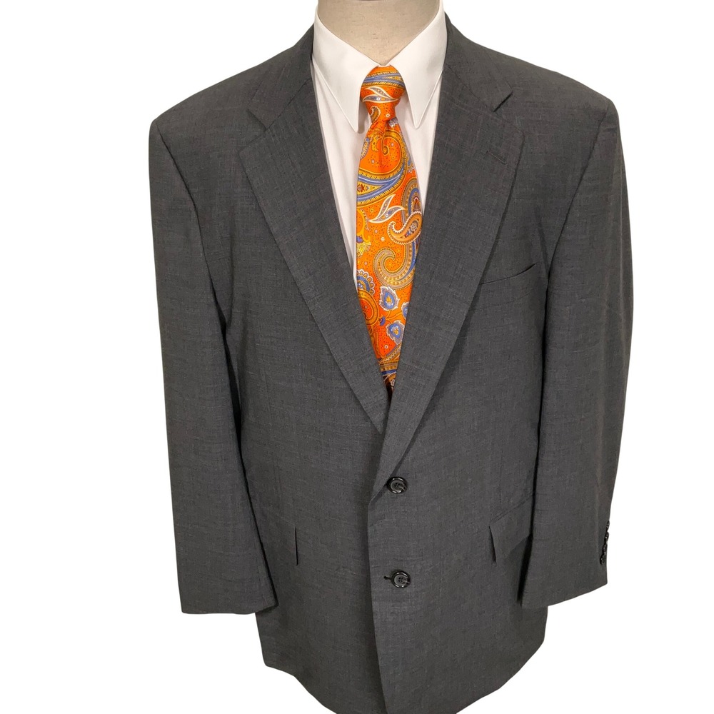 Brooks Brothers Blazer Men 45R Gray BrooksCool Corporate Classic 2-Button Wool